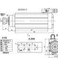Technical diagram of High Power 380V 7.5KW 10HP Air Cooled Square Spindle Motor With Four Bearings And 7.5KW VFD Inverter ER32 Chuck Kit