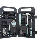 Seafoam 40-Piece Household Tool Kit For Quick Home Repairs And Do It Yourself Projects open case showing tools