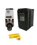 Beefy 7.5KW 10HP 220V CNC Spindle Motor Kit with air cooling, four bearings, VFD inverter, ER32 chuck, shown with accessories