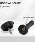 Close-up of 75mm Bowl Adapter with Half Ball Mount for Tripod Fluid Head Conversion showing 3/8 inch screw and screw hole.