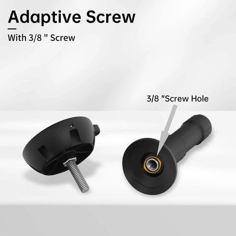 Close-up of 75mm Bowl Adapter with Half Ball Mount for Tripod Fluid Head Conversion showing 3/8 inch screw and screw hole.