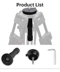 75mm Bowl Adapter With Half Ball Mount For Tripod Fluid Head Conversion, showing components including screws and wrench