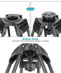 75mm Bowl To Flat Converter Adapter With Three Eighths Inch Screw Mount For Tripods And Fluid Heads, shown in use on tripod.