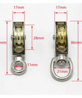 Two 75mm DIY Mini Metal Sheave Zinc Alloy Fixed Pulley Crown Block and Tackle Lifting Wheel Single/Double Pulley(Fixed-Single-75mm) showing dimensions.