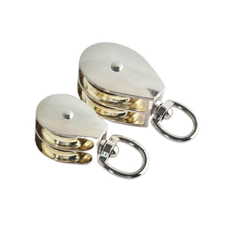 75mm DIY Mini Metal Sheave Zinc Alloy Fixed Pulley Crown Block and Tackle Lifting Wheel Single/Double Pulley