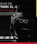 Red Line 50104 75W85 GL-5 Full Synthetic Gear Oil For Hypoid Limited Slip Differentials and Transfer Cases packaging