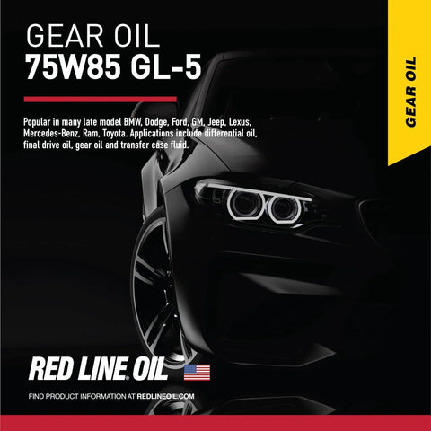 Red Line 50104 75W85 GL-5 Full Synthetic Gear Oil For Hypoid Limited Slip Differentials and Transfer Cases packaging