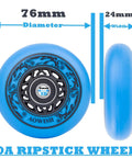76mm 90A Ripsurf Wheels With ABEC9 Bearings For RipStik DLX Caster Board Deluxe Junior Skateboard Two Wheel Pivoting Wheels Blue