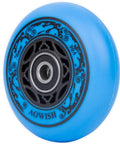 76mm 90A Ripsurf Wheels With ABEC9 Bearings For RipStik DLX Caster Board Deluxe Junior Skateboard, blue wheel with black design