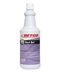 Betco Best Bet liquid abrasive creme cleaner bottle, white plastic with purple label, 32 oz