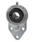 Front view of UEFB209-28NP 3-Bolt Wide Flange Bearing Housing 1-3/4 in I.D. Accu-Loc Nickel-Plated Cast Iron Flange for Sealed Ball Bearings.