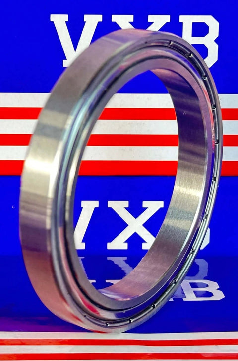 S6811ZZ Food Grade Stainless Steel Ball Bearing 55mm x 72mm x 9mm side view with metal shields.