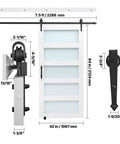 Sliding Barn Door 42 By 84 Inch With Glass Panels Durable MDF Core Includes Hardware Kit Water Resistant PVC Coating Easy Installation