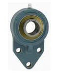 Front view of UCFB205C4HR23 Single 25mm High-Temp Sealed Ball Bearing Unit with cast iron 3-bolt flange housing.