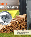1200 lb 7 Cu Ft Garden Dump Cart with 2 in 1 Convertible Handle 13 Inch All Terrain Wheels showing large capacity with logs