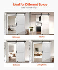 Sliding Barn Door With Hardware Kit 36 X 84 Inch White MDF Panel Door With Waterproof PVC Coating Scratch Resistant Interior Barn Door