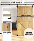 7 Foot Box Rail Barn Door Hardware Kit For Exterior And Interior Doors Sliding Heavy Duty Wall Mount Kit Easy To Install
