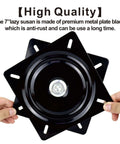 Person holding 2 Pack 7 Inch Square Lazy Susan Turntable Bearings, Heavy Duty Zinc Plated Swivel Hardware in Black for Furniture.
