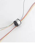 7mm Slip Ring Through Hole With 6 Channel 2A Rating, 50 RPM, 220 VAC DC, Gold Contacts, AWG16 Silver Plated Teflon UL Wire, 250mm Lead