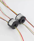 7mm Slip Ring Through Hole With 6 Channel 2A Rating, 50 RPM, 220 VAC DC, gold contacts, AWG16 silver plated Teflon UL wire, 250mm lead