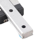 Close-up of 7mm Miniature Linear Rail Guide Slide Block LML7B with Lubrication System showing metal structure and mounting holes