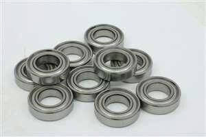 Group of 8.1x16x7mm Ball Bearing - Shielded - Miniature, chrome steel, double metal shields, displayed on a flat surface.