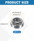 Self Clinching Nuts Set 200 Pcs Size 8 32 Stainless Steel 304 Rivet Nut Fasteners with dimensions displayed