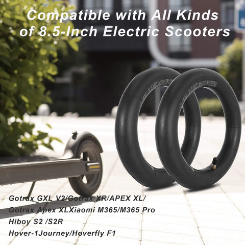 8.5 Inch Scooter Inner Tubes, 8 1/2x2 Scooter Tube Replacement Compatible with Gotrax Gxl V2/M365/Pro 2, 2 pack shown with scooter