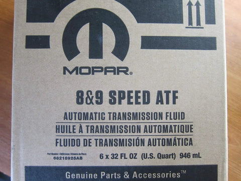 Box of Chrysler Dodge Jeep Ram 8 And 9 Speed Automatic Transmission Fluid New OEM Genuine ATF Part 68218925AB Replacement