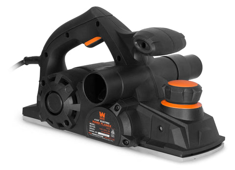 Powerful 8-Amp hand planer with 4-3/8 inch cutterhead, dual dust ports, for precise cuts and a cleaner workspace.