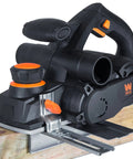 Powerful 8-Amp hand planer delivers smooth, precise cuts with a 4-3/8 inch cutterhead, 32,000 CPM, and depth adjustment from 0 to 1/8 inch.