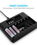 8 Bay LCD Fast Charger For NiMH NiCD AA And AAA Batteries With 1000mAh AAA Pack, charging station with batteries