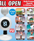 8-In-1 Multi-Function Kitchen Opener With Jar Opener, Bottle Opener, Can Opener And More, ergonomic non-slip handle, product functions.