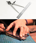 8 Inch Adjustable Leather Compass And 8 Inch Steel Ruler Drafting Set For Leather Work, including use on a zipper.