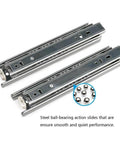 Drawer Slides, URBEST 8 Inch Full Extension 3 Section Ball Bearing Side Mounted Drawer Slider for Cabinet Kitchen, steel ball-bearing pair