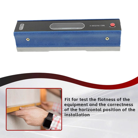 8 Inch Professional Level With Box And Case Ultra Precise 0.0002 Inch Per 10 Inch Accuracy Strip Level For Machinists And Toolmakers Carbon Steel Construction With Large Bubble Durable Packaging Ideal For Precision Machining And Metalworking, displayed front view