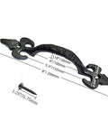 8 Inch Hammered Cast Iron Door Handle Heavy Duty Barn Door Pull For Gates Sheds And Cabinets With Rustic Black Grip, dimensions shown