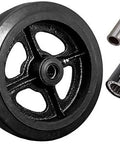 8 Inch Diameter 2 Inch Tread Rubber On Cast Iron Wheel With 650 Lb Capacity Replacement Caster For Commercial And Industrial Carts And Equipment