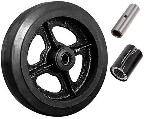 8 Inch Diameter 2 Inch Tread Rubber On Cast Iron Wheel With 650 Lb Capacity Replacement Caster For Commercial And Industrial Carts And Equipment