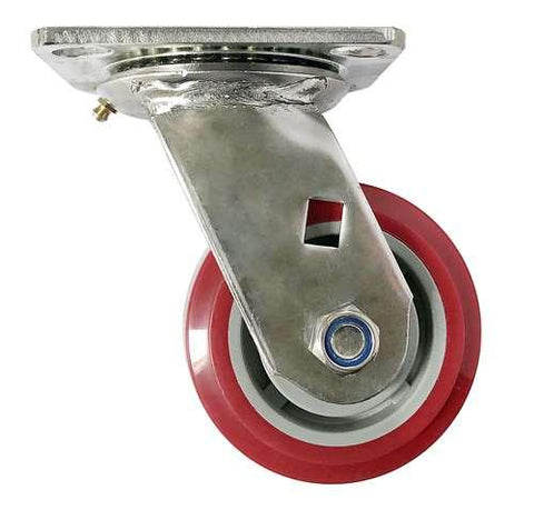 8" Inch Caster Wheel 661 pounds Swivel Stainless steel fork and Polyurethane Top Plate - VXB Ball Bearings