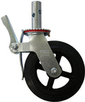 Side view of heavy-duty caster wheel, part of Set Of Four Eight Inch Caster Wheels With Cast Iron Hubs And Locking Brakes CBM1290.