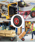 8 Inch Flat Free Solid Rubber Caster Wheel Assemblies For All Terrain Carts And Wagons, with equipment and utility uses