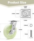 Product size diagram of Heavy Duty Caster Wheels 8 Inch - 6000 LBS, PP Plate Castor Set of 4 with Double Ball Bearings, non-marking swivel casters