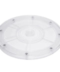 Clear round acrylic turntable organizer with steel ball bearings, ideal for kitchen spice rack or cake decorating; 8-inch diameter.