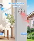 Beefy 8 Inch Exhaust Fan 735 CFM Wall Mounted Ventilation Blower installed indoors and outdoors showing airflow direction