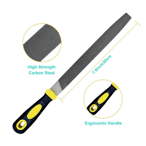 8 Inch 3 Piece Metal File Set With Flat Round And Half Round Files In High Carbon Steel For Metalworking Woodworking Jewelry Making Plastics Shaping Ceramic And Glass Smoothing Durable 8 Inch Files For Precise Material Finishing And Shaping
