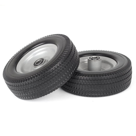 ✝️ 8-inch flat-free tire, 2.50-4 solid tire and wheel, 5/8" bearings, 2.2" offset hub, 2 pack for hand truck garden trolley dolly