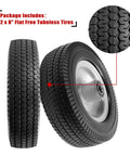 8-inch solid tire replacement - 2.50-4 flat free tire and wheel heavy-duty for gorilla carts side view showing tread pattern