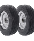 8 Inch Solid Wheel Replacement 2 Pack with 2.50-4 Flat Free Tire and Wheel, Offset Hub, 5/8 and 3/4 Inch Bearings