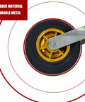 Close-up of 8 Inch Gate Caster Wheel for Metal Swing Gates and Wooden Fences, showcasing rubber material and durable metal